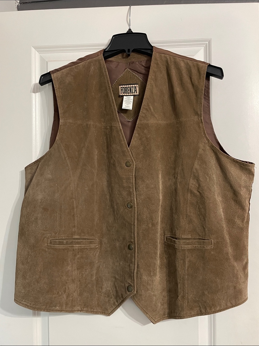 Forenza Vintage Suede Leather Brown Vest Men’s Size 1X